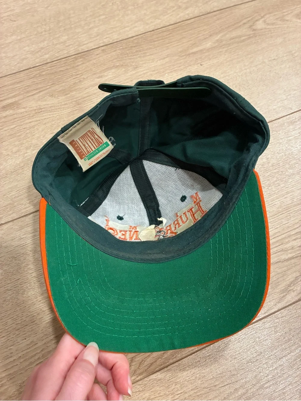 Vintage Mascot Miami Hurricanes Green Orange Baseball Cap Youth
